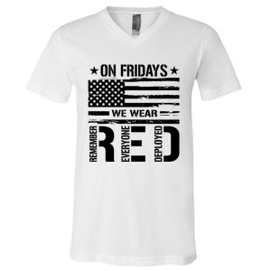 On Friday We Wear Red American Flag Us Veteran V-Neck T-Shirt