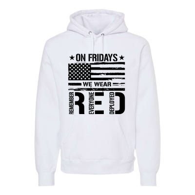 On Friday We Wear Red American Flag Us Veteran Premium Hoodie