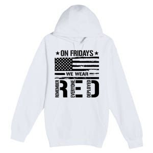 On Friday We Wear Red American Flag Us Veteran Premium Pullover Hoodie