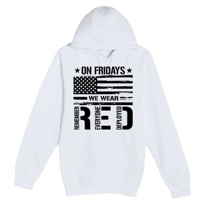 On Friday We Wear Red American Flag Us Veteran Premium Pullover Hoodie