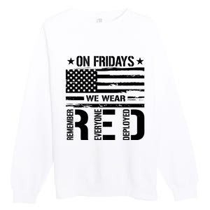 On Friday We Wear Red American Flag Us Veteran Premium Crewneck Sweatshirt