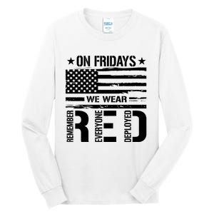 On Friday We Wear Red American Flag Us Veteran Tall Long Sleeve T-Shirt