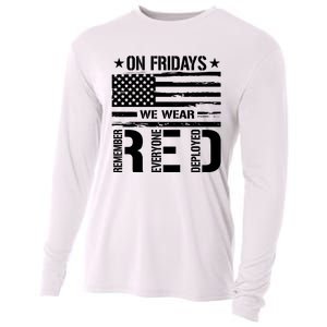 On Friday We Wear Red American Flag Us Veteran Cooling Performance Long Sleeve Crew