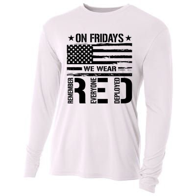 On Friday We Wear Red American Flag Us Veteran Cooling Performance Long Sleeve Crew