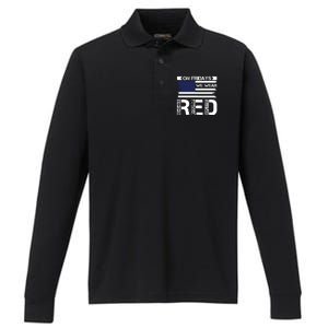 On Friday We Wear Red Performance Long Sleeve Polo