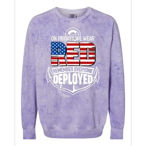 On Fridays We Wear RED Remember Everyone Deployed Colorblast Crewneck Sweatshirt