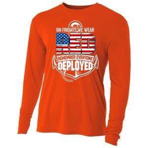 On Fridays We Wear RED Remember Everyone Deployed Cooling Performance Long Sleeve Crew