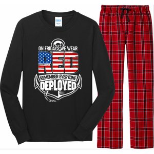 On Fridays We Wear RED Remember Everyone Deployed Long Sleeve Pajama Set