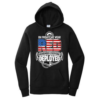 On Fridays We Wear RED Remember Everyone Deployed Women's Pullover Hoodie