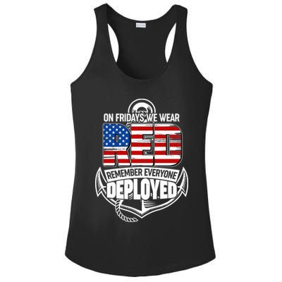 On Fridays We Wear RED Remember Everyone Deployed Ladies PosiCharge Competitor Racerback Tank