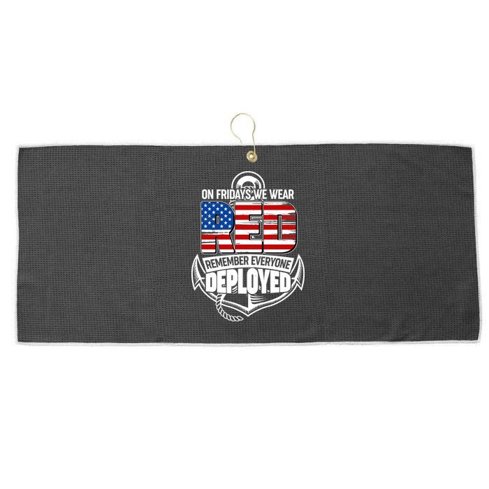 On Fridays We Wear RED Remember Everyone Deployed Large Microfiber Waffle Golf Towel