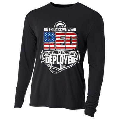 On Fridays We Wear RED Remember Everyone Deployed Cooling Performance Long Sleeve Crew