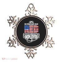 On Fridays We Wear RED Remember Everyone Deployed Metallic Star Ornament