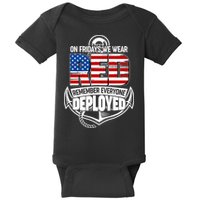 On Fridays We Wear RED Remember Everyone Deployed Baby Bodysuit