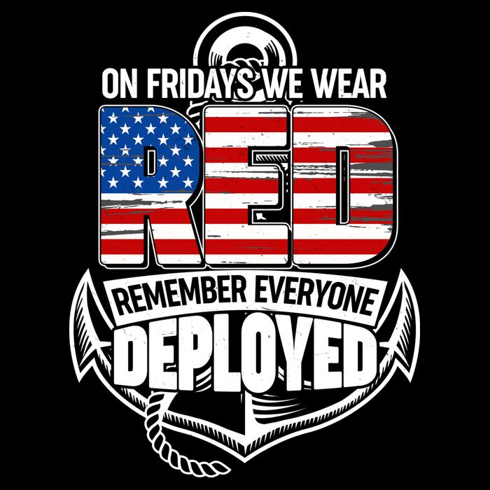 On Fridays We Wear RED Remember Everyone Deployed Baby Bodysuit