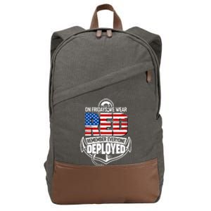 On Fridays We Wear RED Remember Everyone Deployed Cotton Canvas Backpack