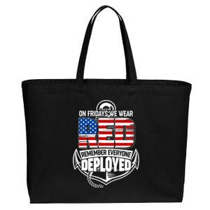 On Fridays We Wear RED Remember Everyone Deployed Cotton Canvas Jumbo Tote