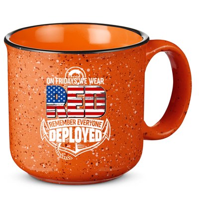 On Fridays We Wear RED Remember Everyone Deployed 15oz Campfire Ceramic Mug