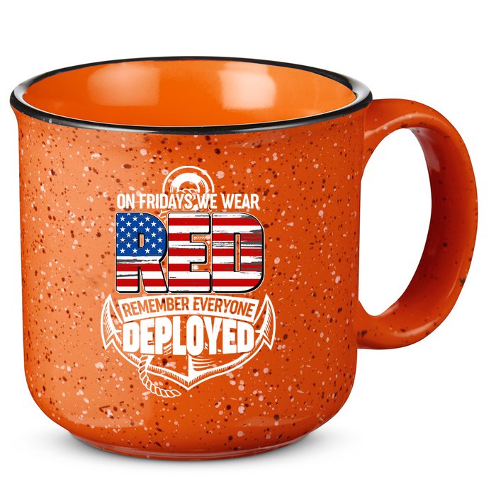 On Fridays We Wear RED Remember Everyone Deployed 15oz Campfire Ceramic Mug