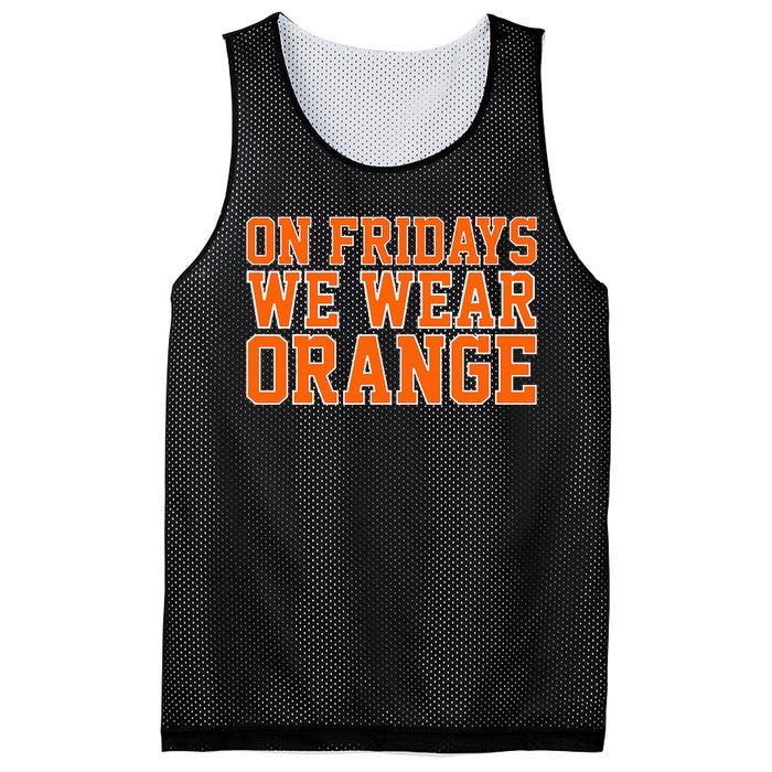 On Fridays We Wear Orange High School Football Team Pride Mesh Reversible Basketball Jersey Tank