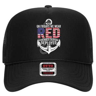 On Fridays We Wear Red Friday High Crown Mesh Back Trucker Hat