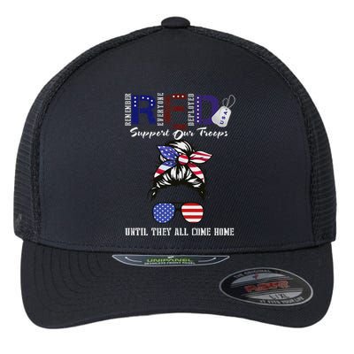 On Friday We Wear Red Military Support Troops Red Us Flag Flexfit Unipanel Trucker Cap