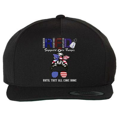 On Friday We Wear Red Military Support Troops Red Us Flag Wool Snapback Cap