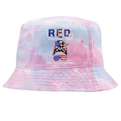 On Friday We Wear Red Military Support Troops Red Us Flag Tie-Dyed Bucket Hat