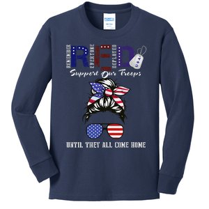 On Friday We Wear Red Military Support Troops Red Us Flag Kids Long Sleeve Shirt