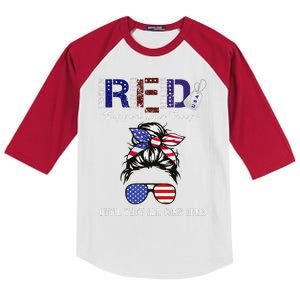 On Friday We Wear Red Military Support Troops Red Us Flag Kids Colorblock Raglan Jersey