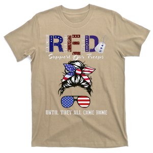 On Friday We Wear Red Military Support Troops Red Us Flag T-Shirt