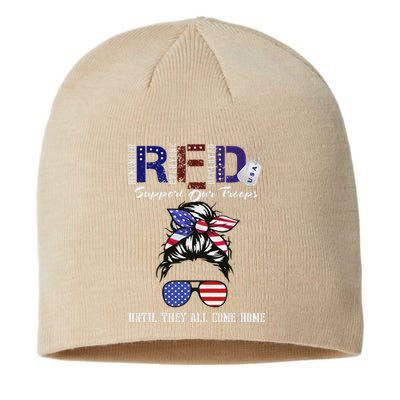 On Friday We Wear Red Military Support Troops Red Us Flag Sustainable Beanie