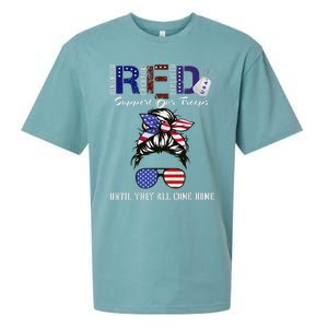 On Friday We Wear Red Military Support Troops Red Us Flag Sueded Cloud Jersey T-Shirt