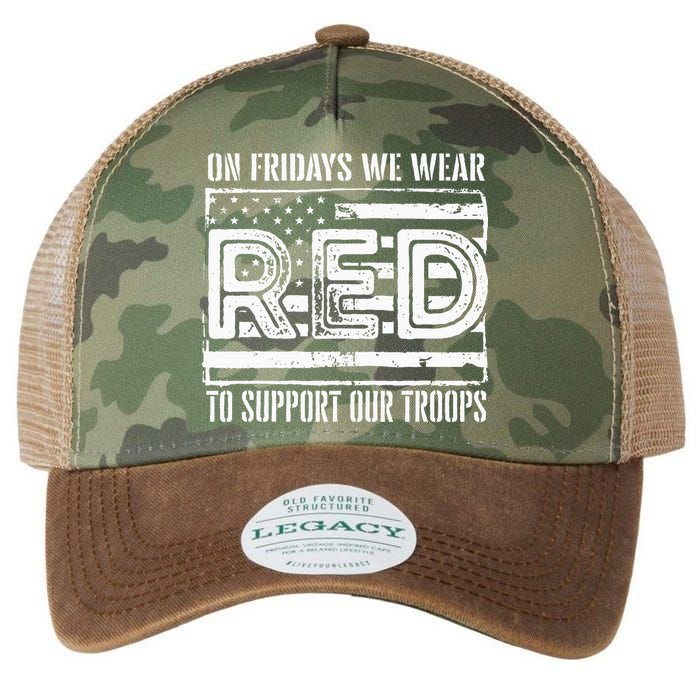 On Fridays We Wear Red To Support Our Troops Red Friday Legacy Tie Dye Trucker Hat