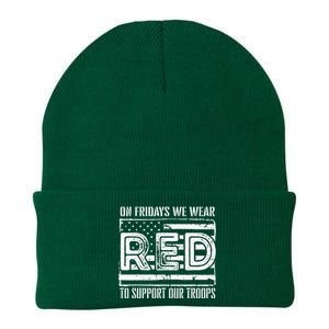 On Fridays We Wear Red To Support Our Troops Red Friday Knit Cap Winter Beanie