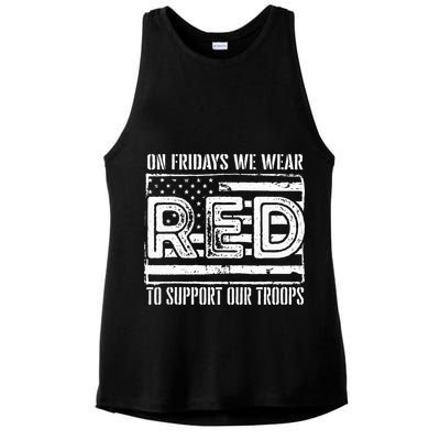 On Fridays We Wear Red To Support Our Troops Red Friday Ladies PosiCharge Tri-Blend Wicking Tank