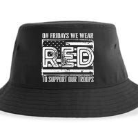 On Fridays We Wear Red To Support Our Troops Red Friday Sustainable Bucket Hat