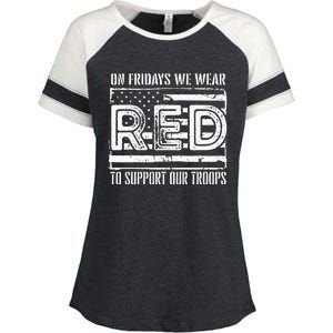 On Fridays We Wear Red To Support Our Troops Red Friday Enza Ladies Jersey Colorblock Tee