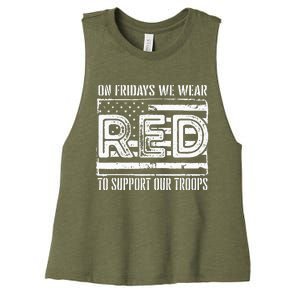 On Fridays We Wear Red To Support Our Troops Red Friday Women's Racerback Cropped Tank