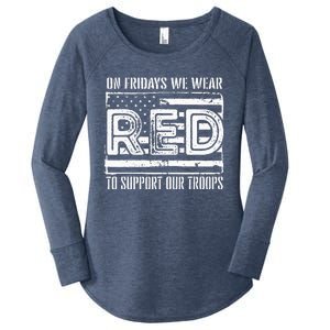 On Fridays We Wear Red To Support Our Troops Red Friday Women's Perfect Tri Tunic Long Sleeve Shirt