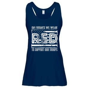 On Fridays We Wear Red To Support Our Troops Red Friday Ladies Essential Flowy Tank