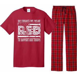 On Fridays We Wear Red To Support Our Troops Red Friday Pajama Set