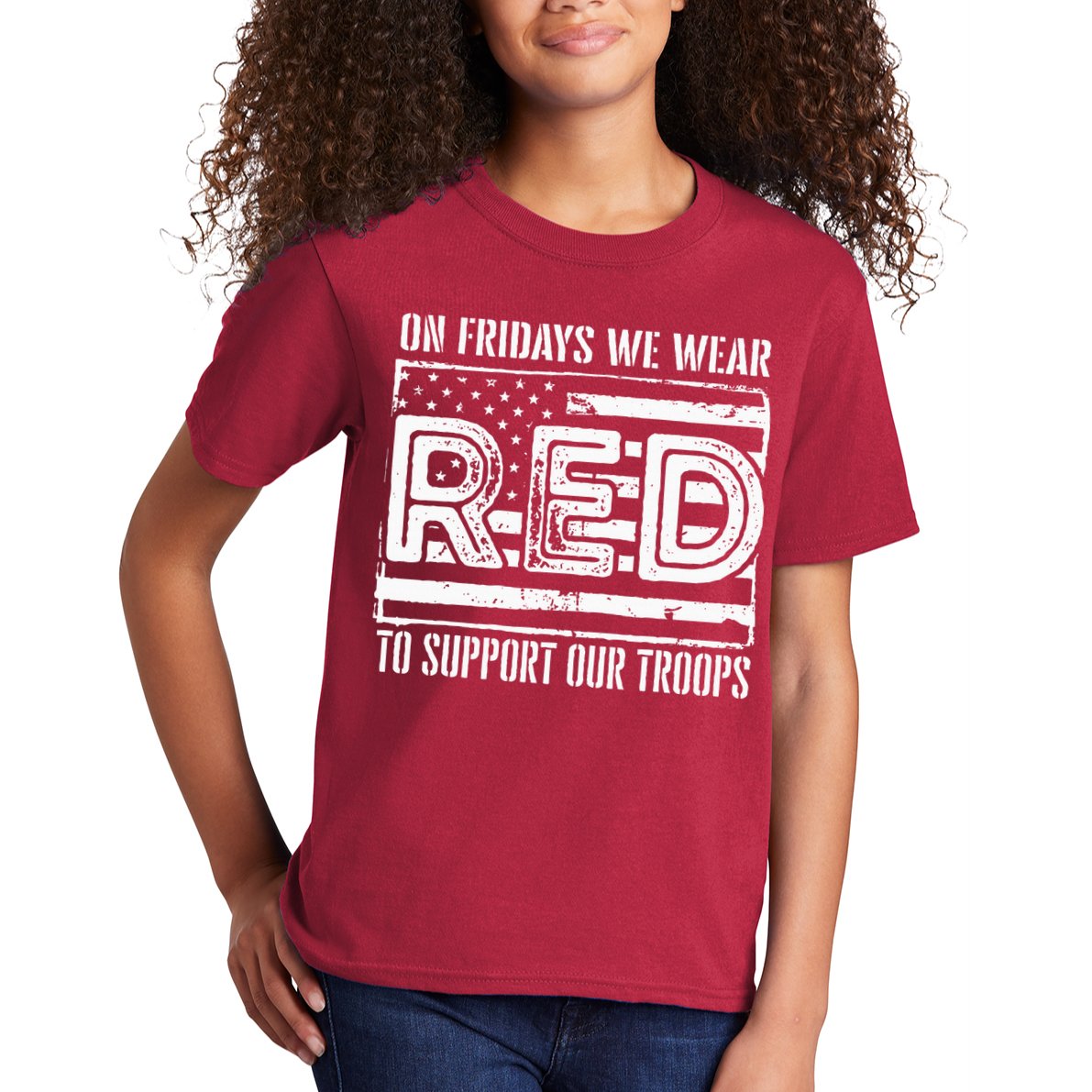 On Fridays We Wear Red To Support Our Troops Red Friday Kids T-Shirt