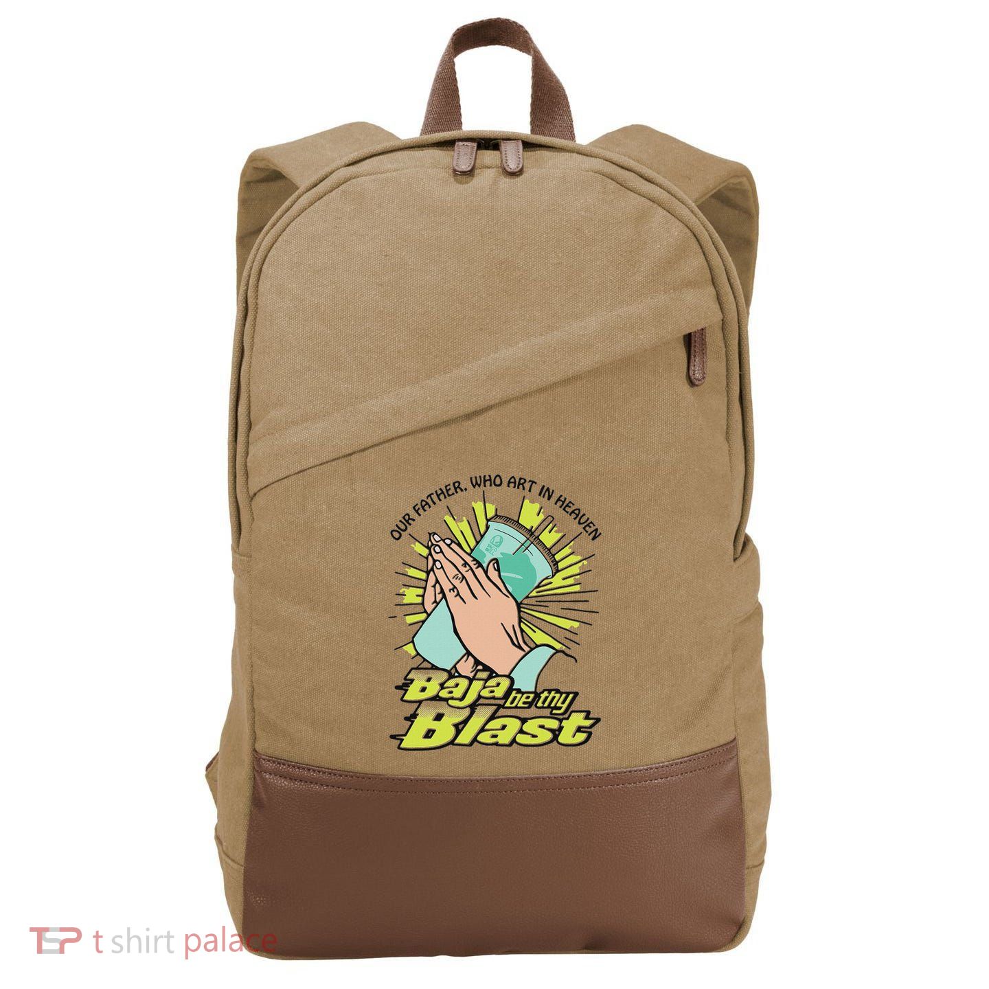 Our Father Who Art In Heaven Baja Be Thy Blast Cotton Canvas Backpack