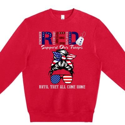 On Friday We Wear Red Military Support Troops Red US Flag Premium Crewneck Sweatshirt