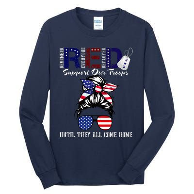 On Friday We Wear Red Military Support Troops Red US Flag Tall Long Sleeve T-Shirt