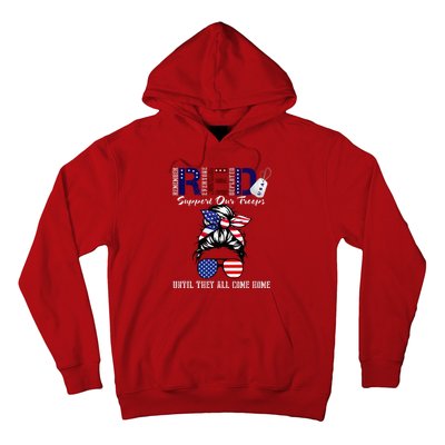 On Friday We Wear Red Military Support Troops Red US Flag Hoodie