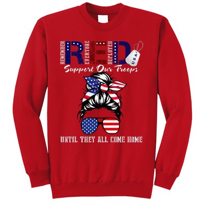 On Friday We Wear Red Military Support Troops Red US Flag Sweatshirt