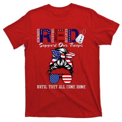 On Friday We Wear Red Military Support Troops Red US Flag T-Shirt