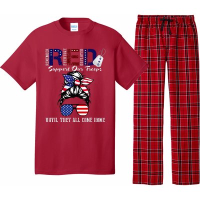 On Friday We Wear Red Military Support Troops Red US Flag Pajama Set